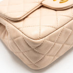 CHANEL PEARL CRUSH MINI SQUARE FLAP BAG LAMBSKIN LIGHT BEIGE GHW (MICROCHIP)