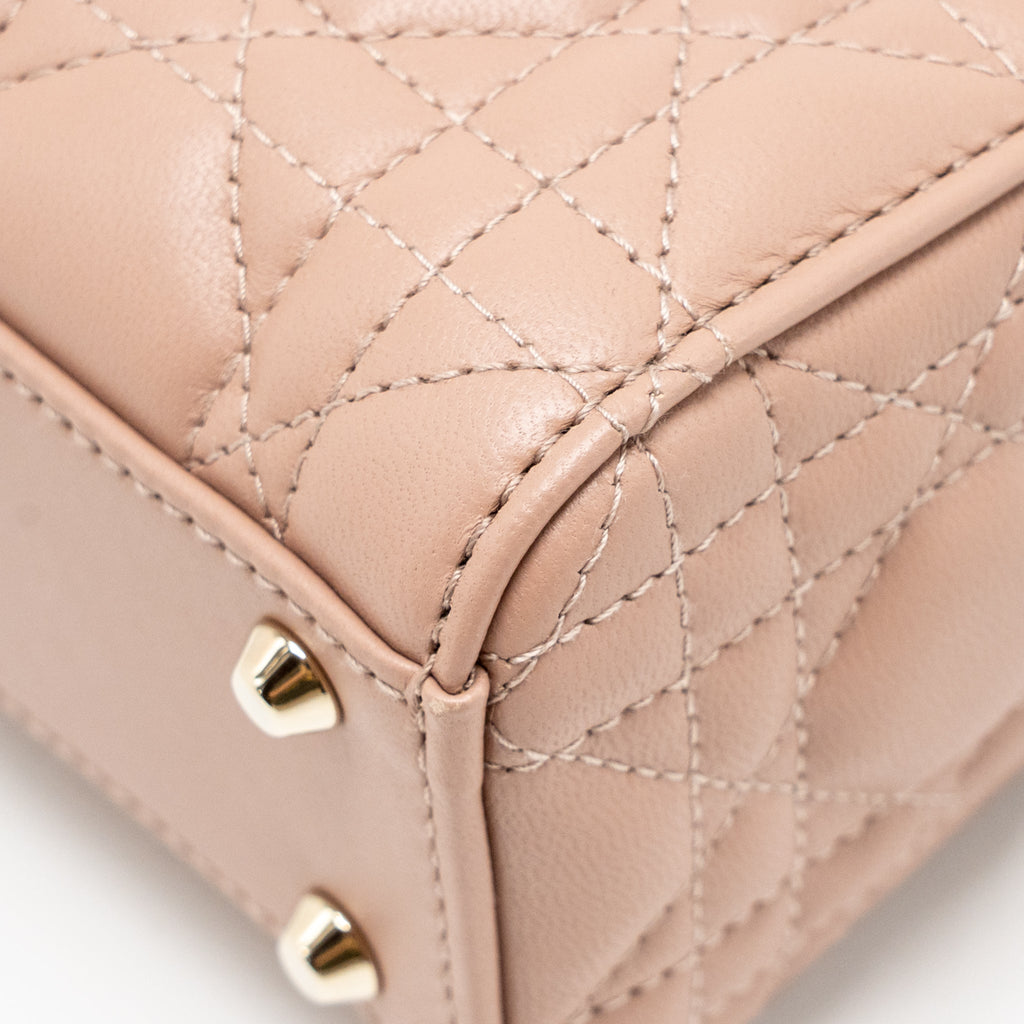 DIOR MINI LADY DIOR LAMBSKIN BLUSH LGHW