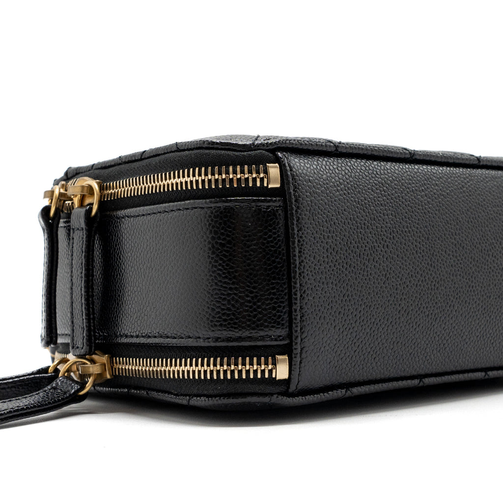 CHANEL LETTER TOP HANDLE SMALL VANITY CASE CAVIAR BLACK BRUSHED GHW(MICROCHIP)