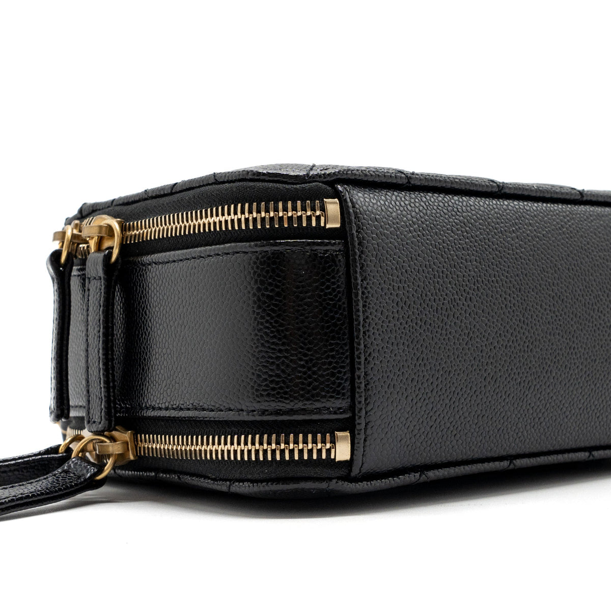 CHANEL LETTER TOP HANDLE SMALL VANITY CASE CAVIAR BLACK BRUSHED GHW(MICROCHIP)