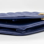 Chanel 20K Boy Wallet on Chain Shiny Grained Calfskin Blue LGHW