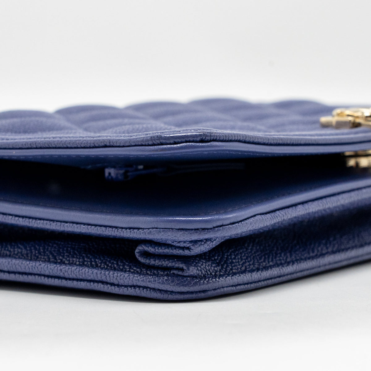 Chanel 20K Boy Wallet on Chain Shiny Grained Calfskin Blue LGHW