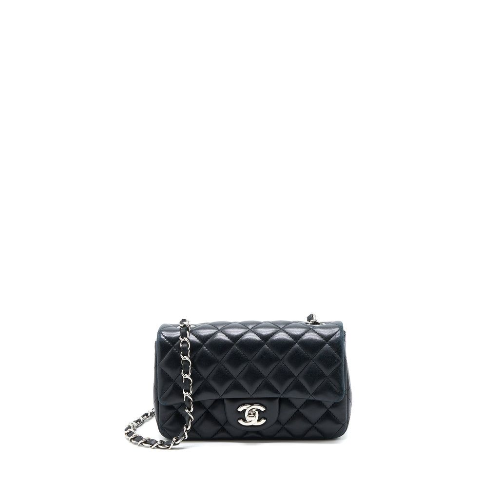 CHANEL MINI RECTANGULAR FLAP BAG LAMBSKIN BLACK SHW