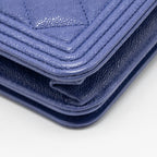 Chanel 20K Boy Wallet on Chain Shiny Grained Calfskin Blue LGHW