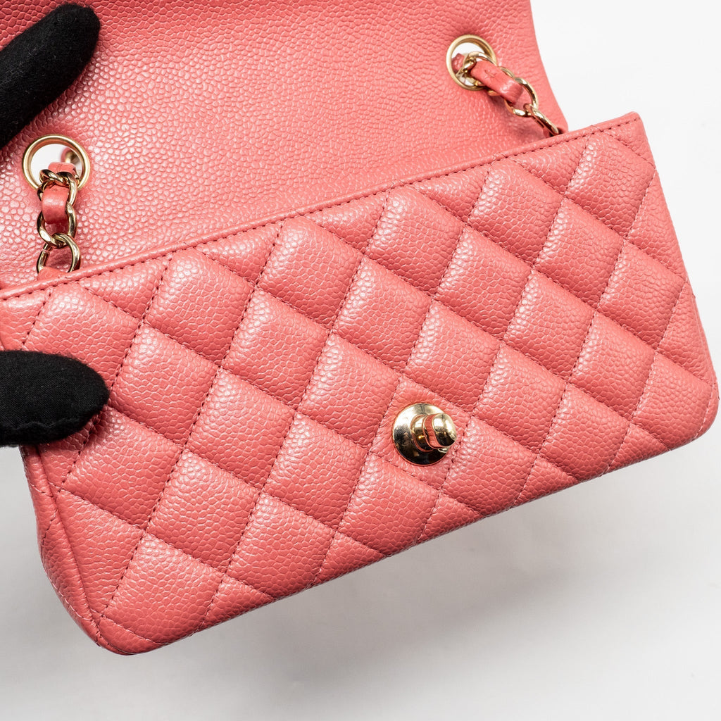 CHANEL MINI RECTANGULAR FLAP BAG CAVIAR PINK GHW