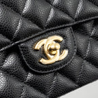 CHANEL MEDIUM CLASSIC DOUBLE FLAP BAG CAVIAR BLACK GHW (MICROCHIP)