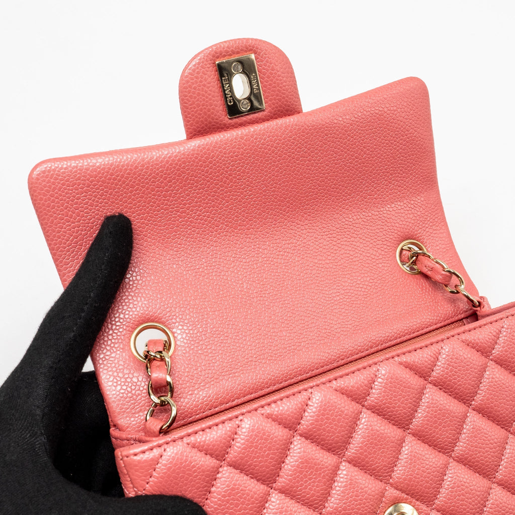 CHANEL MINI RECTANGULAR FLAP BAG CAVIAR PINK GHW
