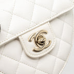 CHANEL 22S SMALL HEART BAG LAMBSKIN WHITE LGHW