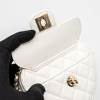 CHANEL 22S SMALL HEART BAG LAMBSKIN WHITE LGHW