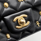 CHANEL EGYPTIAN AMULET MINI RECTANGULAR FLAP BAG LAMBSKIN BLACK GHW