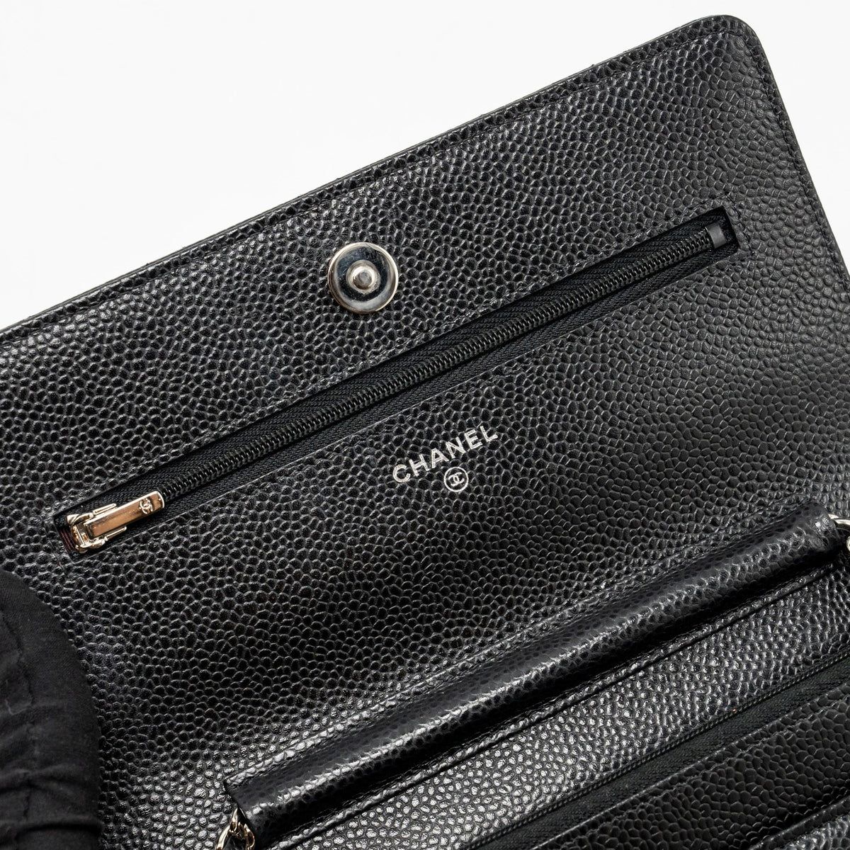 CHANEL CLASSIC WALLET ON CHAIN CAVIAR BLACK SHW (MICROCHIP)