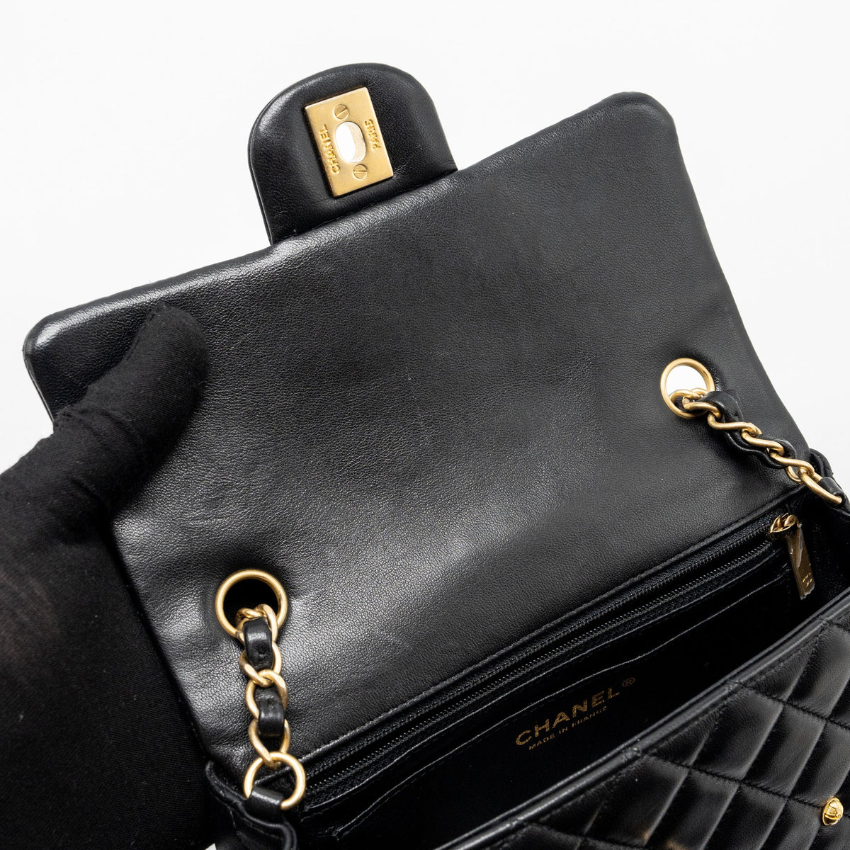 CHANEL EGYPTIAN AMULET MINI RECTANGULAR FLAP BAG LAMBSKIN BLACK GHW