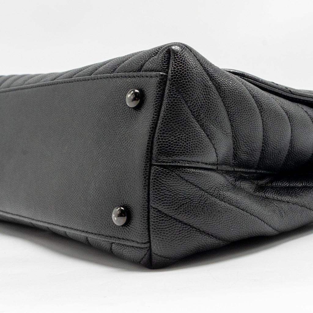 Chanel Large Coco Handle Flap Bag Caviar SO Black
