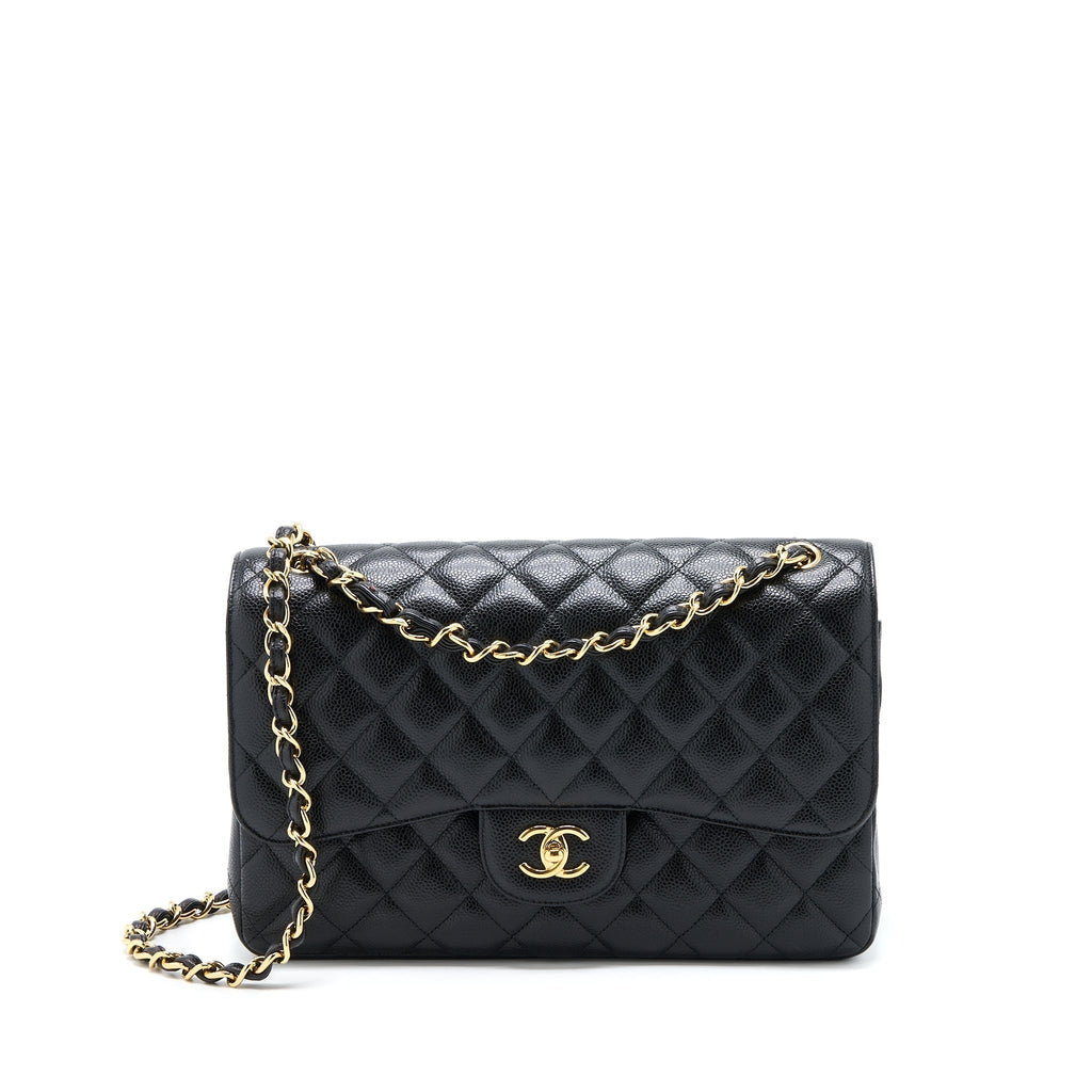 CHANEL JUMBO CLASSIC DOUBLE FLAP BAG CAVIAR BLACK GHW