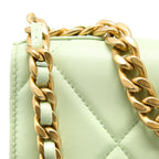 CHANEL 19 WALLET ON CHAIN LAMBSKIN LIGHT GREEN MULTICOLOUR HARDWARE (MICROCHIP)
