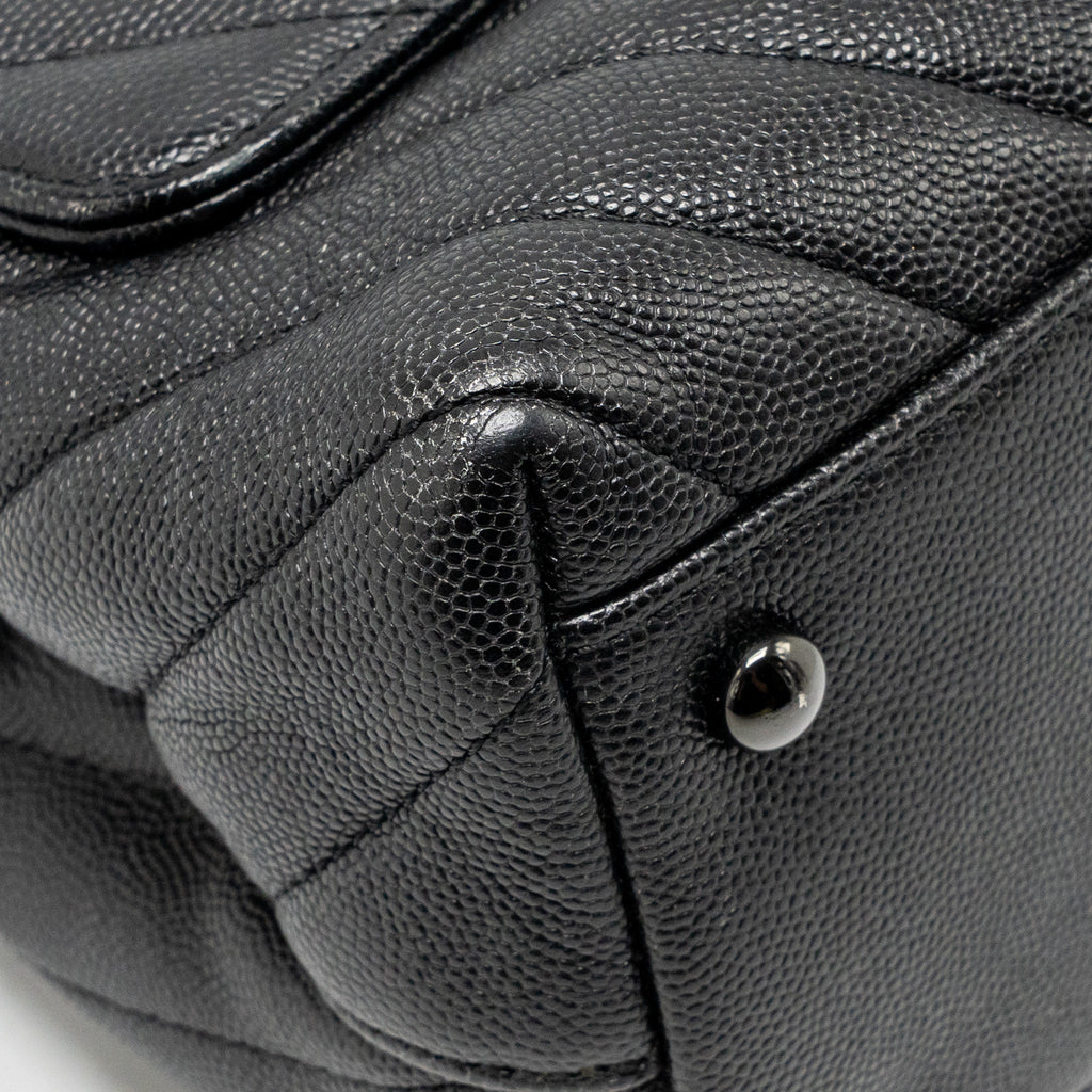 Chanel Large Coco Handle Flap Bag Caviar SO Black