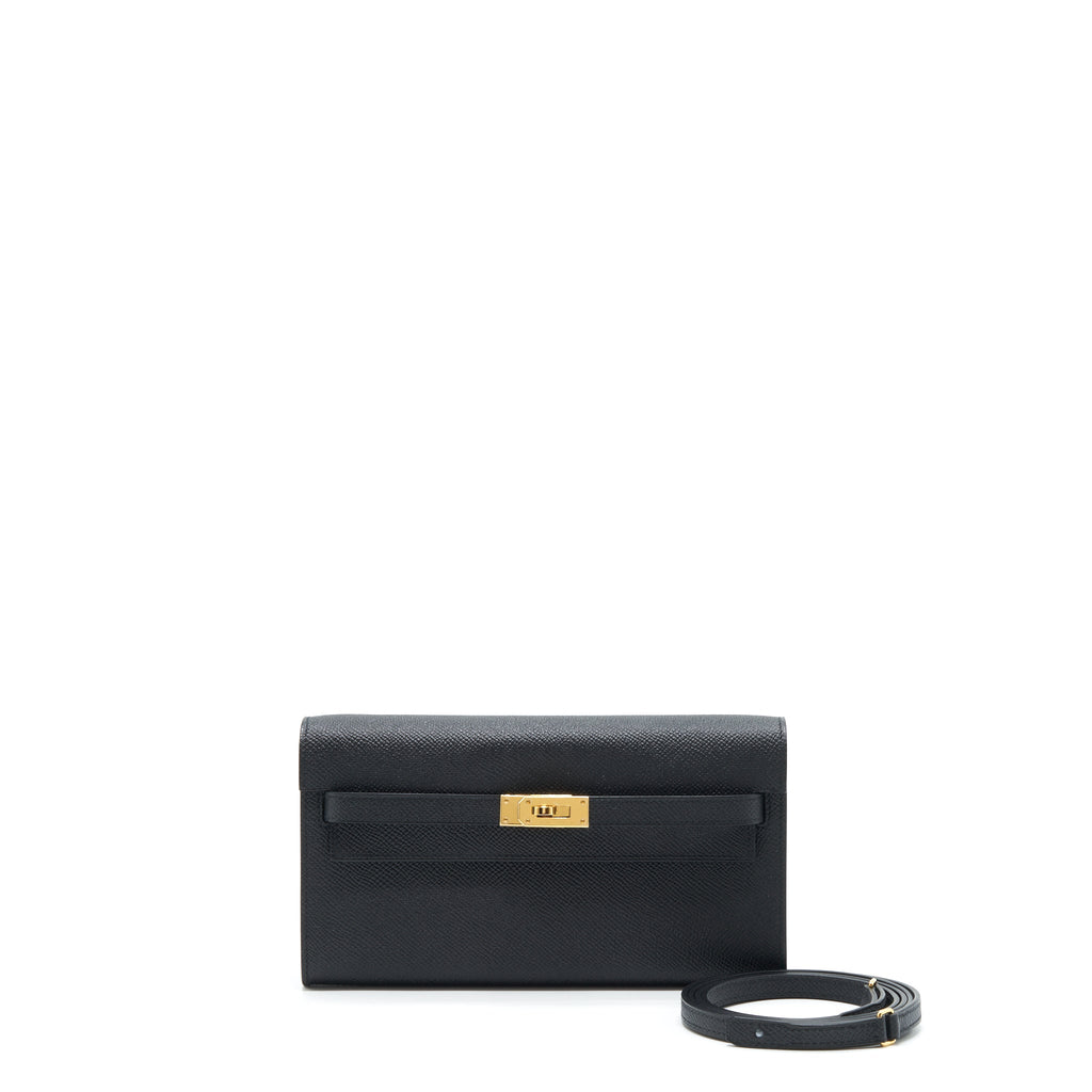 HERMES CLASSIC KELLY TO GO EPSOM BLACK GHW