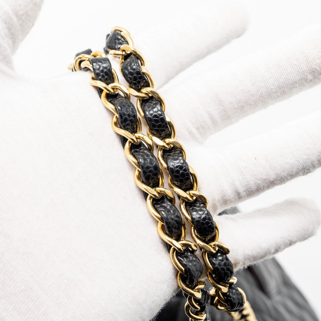 CHANEL MEDIUM CLASSIC DOUBLE FLAP BAG CAVIAR BLACK GHW (MICROCHIP)