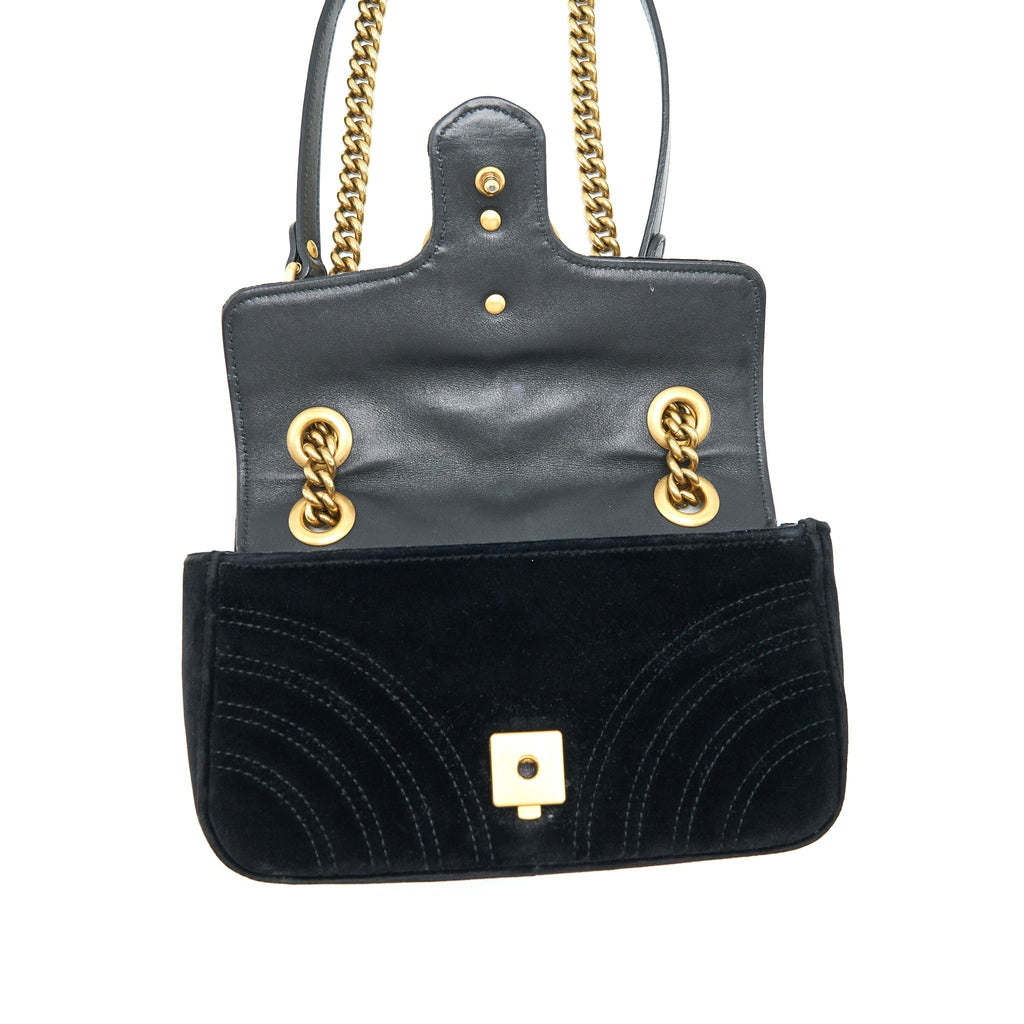 GUCCI MINI MARMONT VELVET BLACK GHW