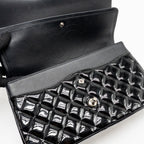 CHANEL JUMBO CLASSIC DOUBLE FLAP BAG PATENT BLACK SHW