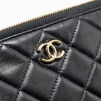 CHANEL COCO CHARMS QUILTED POUCH BAG LAMBSKIN BLACK GHW