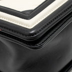 Chanel 16A Medium Boy Bag Pleated Calfskin Black/White RUTHENIUM HARDWARE