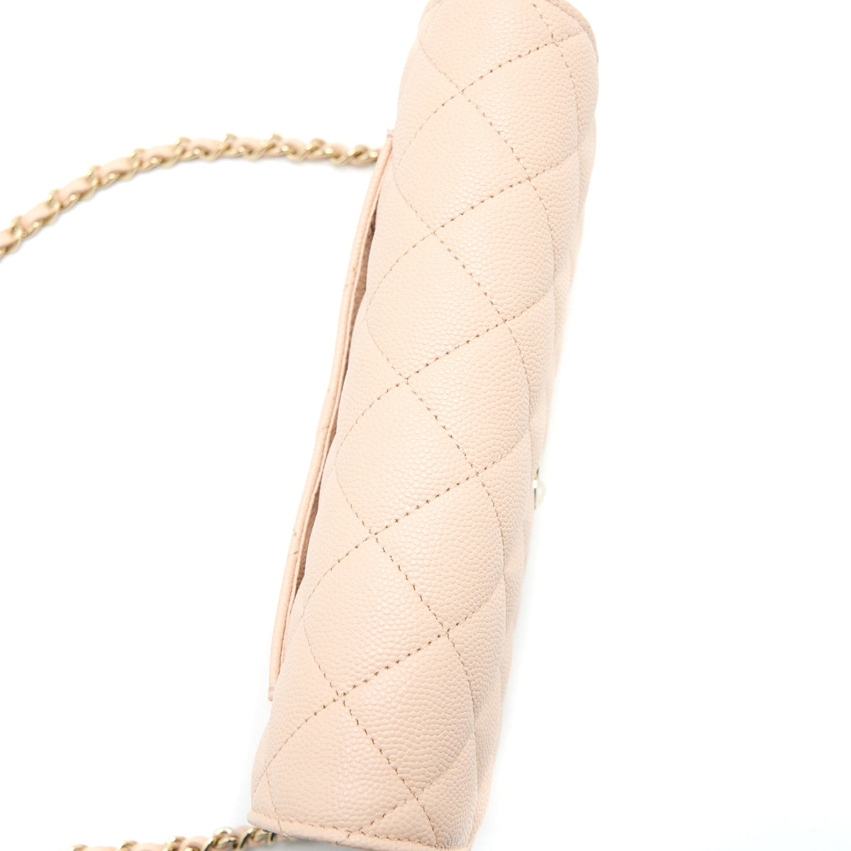 CHANEL CLASSIC WALLET ON CHAIN CAVIAR LIGHT PINK LGHW (MICROCHIP)