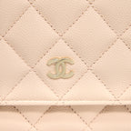 CHANEL CLASSIC WALLET ON CHAIN CAVIAR LIGHT PINK LGHW (MICROCHIP)