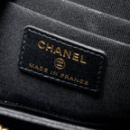 CHANEL COCO CHARMS QUILTED POUCH BAG LAMBSKIN BLACK GHW