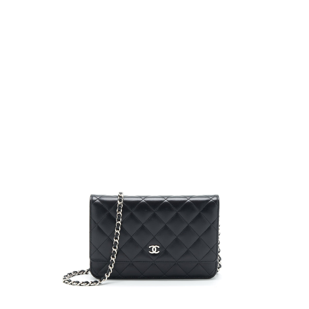 CHANEL CLASSIC WALLET ON CHAIN LAMBSKIN BLACK SHW