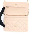 CHANEL CLASSIC WALLET ON CHAIN CAVIAR LIGHT PINK LGHW (MICROCHIP)