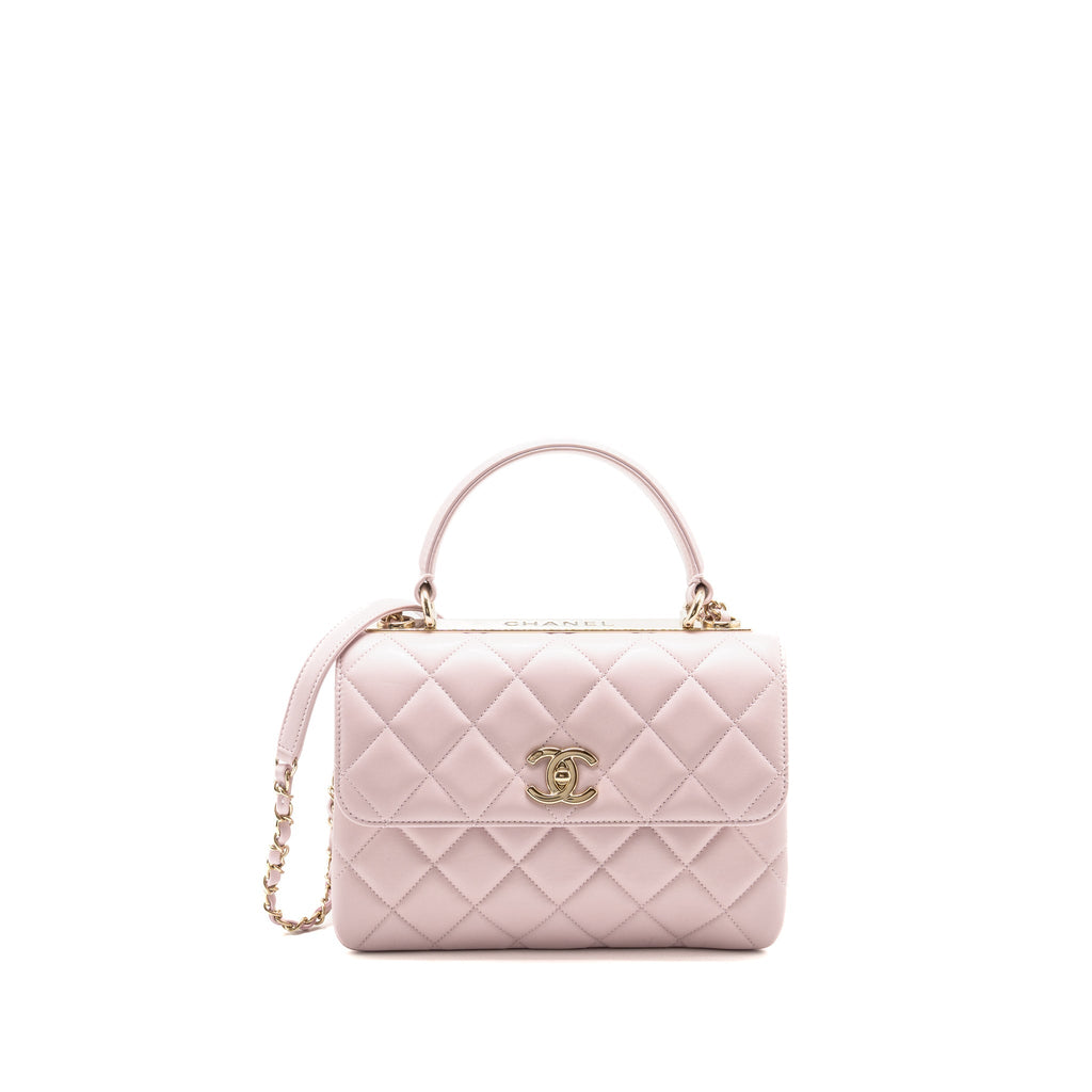 Chanel top handle trendy cc flap bag lambskin light pink LGHW