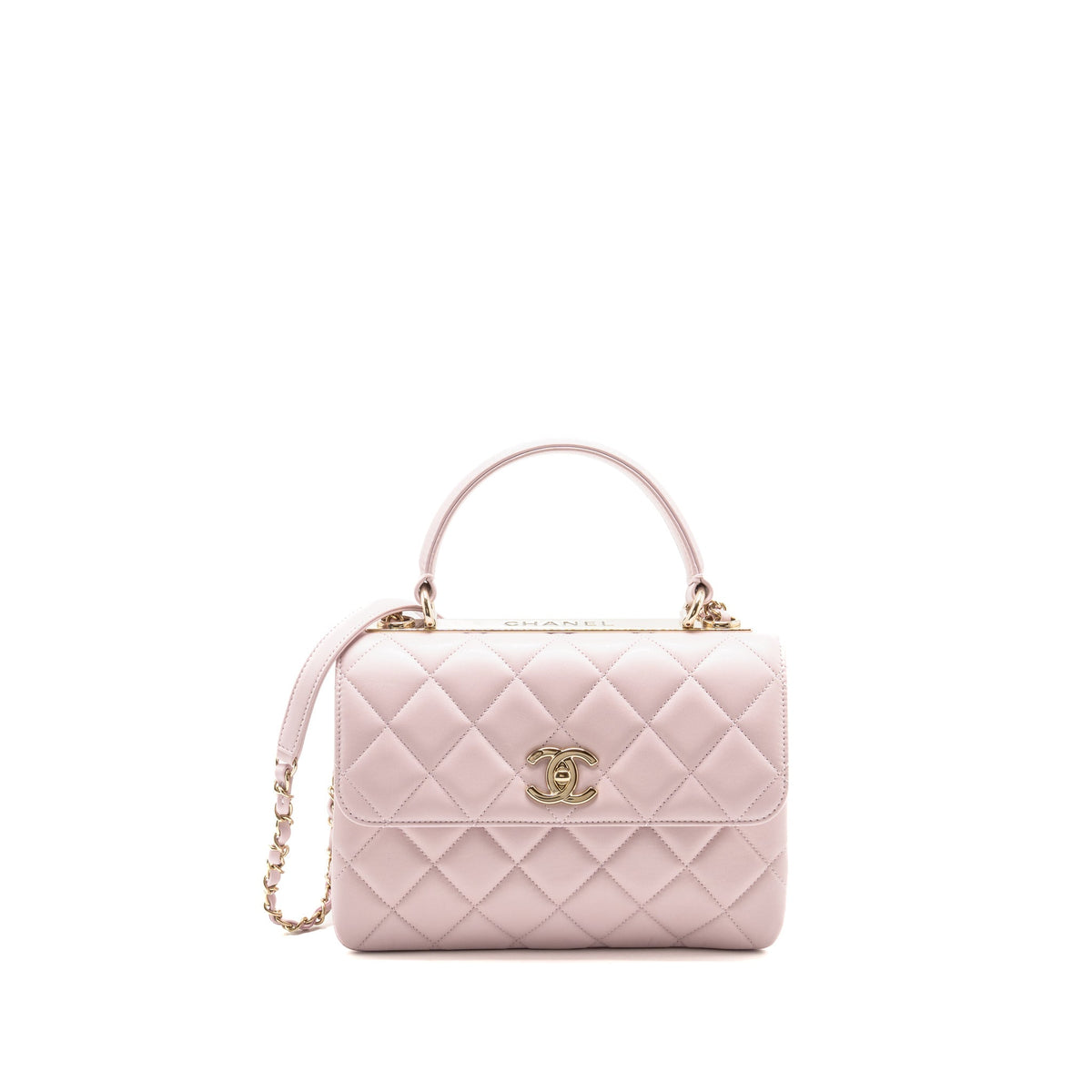 Chanel top handle trendy cc flap bag lambskin light pink LGHW