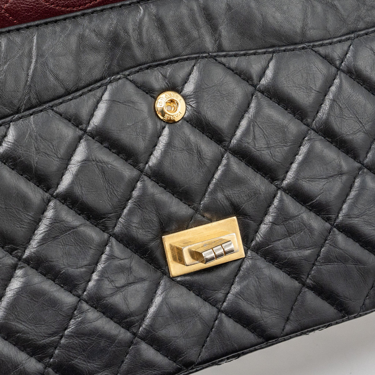 CHANEL LARGE 2.55 REISSUE FLAP BAG AGED CALFSKIN BLACK LGHW