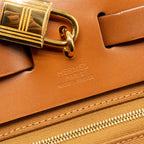 Hermes Herbag 31 zip bag canvas / hunter leather etoupe / dune / fauve GHW