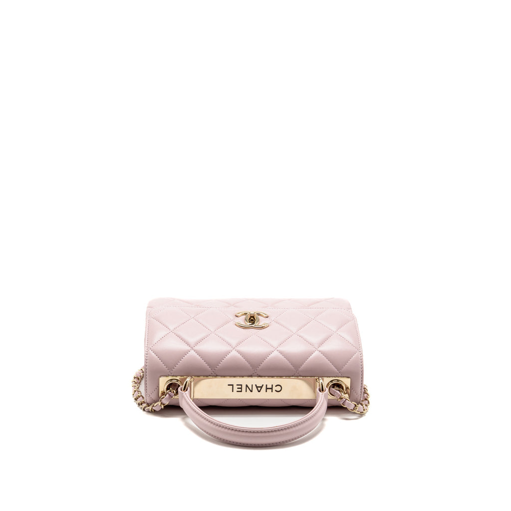 Chanel top handle trendy cc flap bag lambskin light pink LGHW