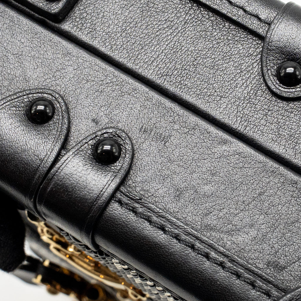 Louis Vuitton Petite Malle Bag Beads Embroidered Monogram/Leather Black GHW