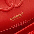 CHANEL MEDIUM CLASSIC DOUBLE FLAP BAG LAMBSKIN RED LGHW