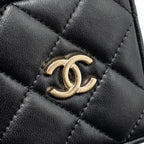 Chanel Micro Box Square Bag Lambskin Black/White LGHW (Microchip)