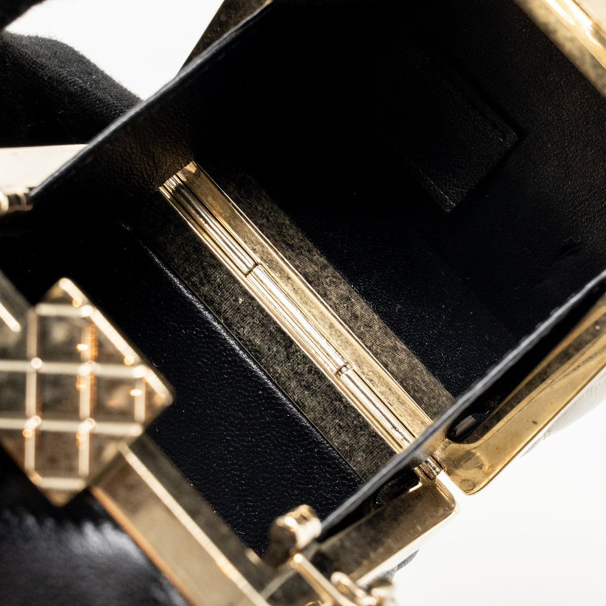 Chanel Micro Box Square Bag Lambskin Black/White LGHW (Microchip)
