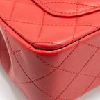 CHANEL TOP HANDLE MINI RECTANGULAR FLAP BAG LAMBSKIN RED LGHW (MICROCHIP)
