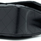CHANEL MEDIUM CLASSIC DOUBLE FLAP BAG LAMBSKIN SO BLACK WITH BLACK HARDWARE (MICROCHIP)