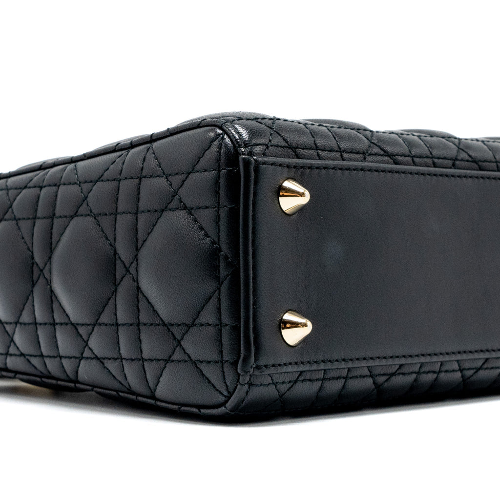 DIOR SMALL LADY DIOR BAG LAMBSKIN BLACK LGHW