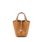 Hermes Picotin 18 Lock Bag Tressage Epsom Gold/Blue De Nord/Rouge H SHW