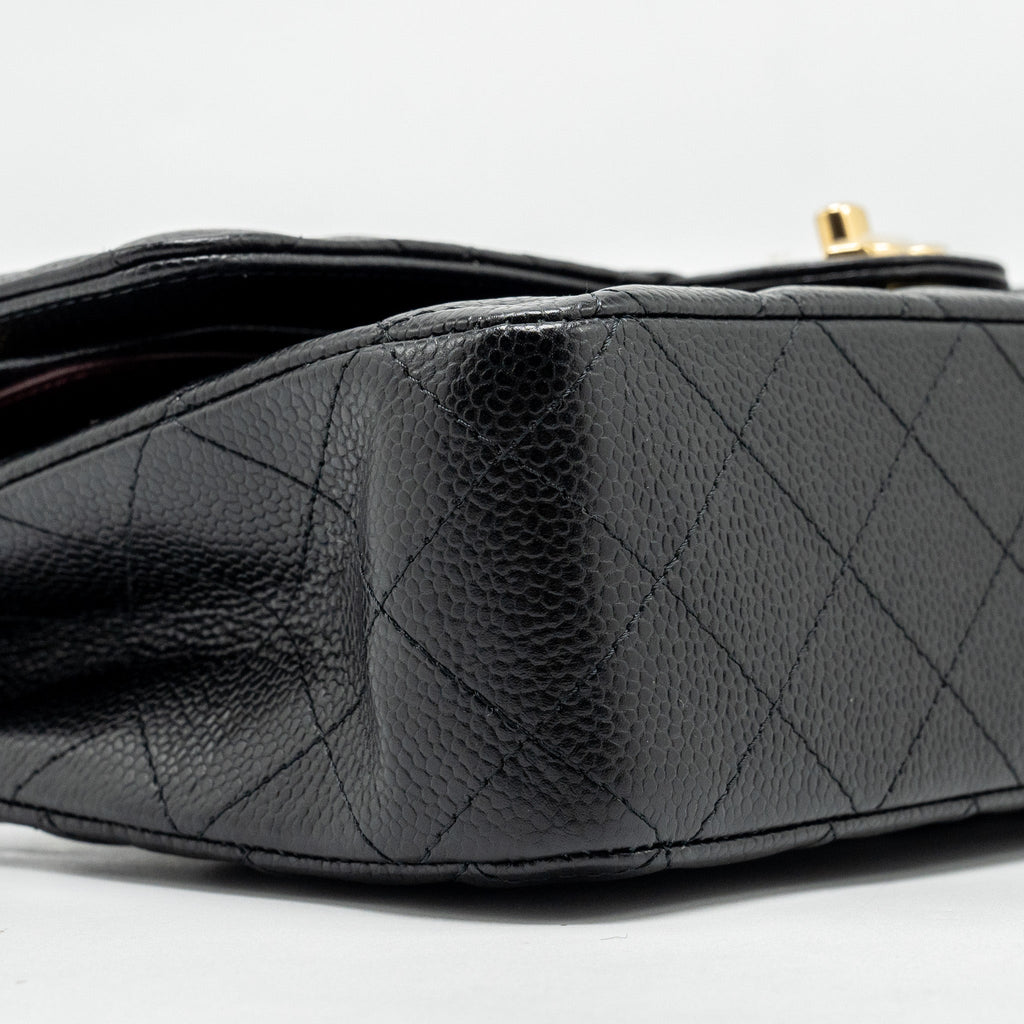 CHANEL MEDIUM CLASSIC DOUBLE FLAP BAG CAVIAR BLACK GHW (MICROCHIP)
