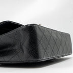 CHANEL MEDIUM CLASSIC DOUBLE FLAP BAG CAVIAR BLACK SHW (MICROCHIP)