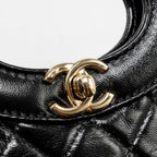 CHANEL MINI 31 BAG SHINY LAMBSKIN BLACK LGHW (MICROCHIP)