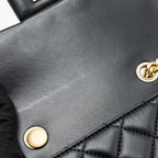 CHANEL CAMELLIA ADJUSTABLE CHAIN MINI SQUARE FLAP BAG LAMBSKIN BLACK GHW (MICROCHIP)