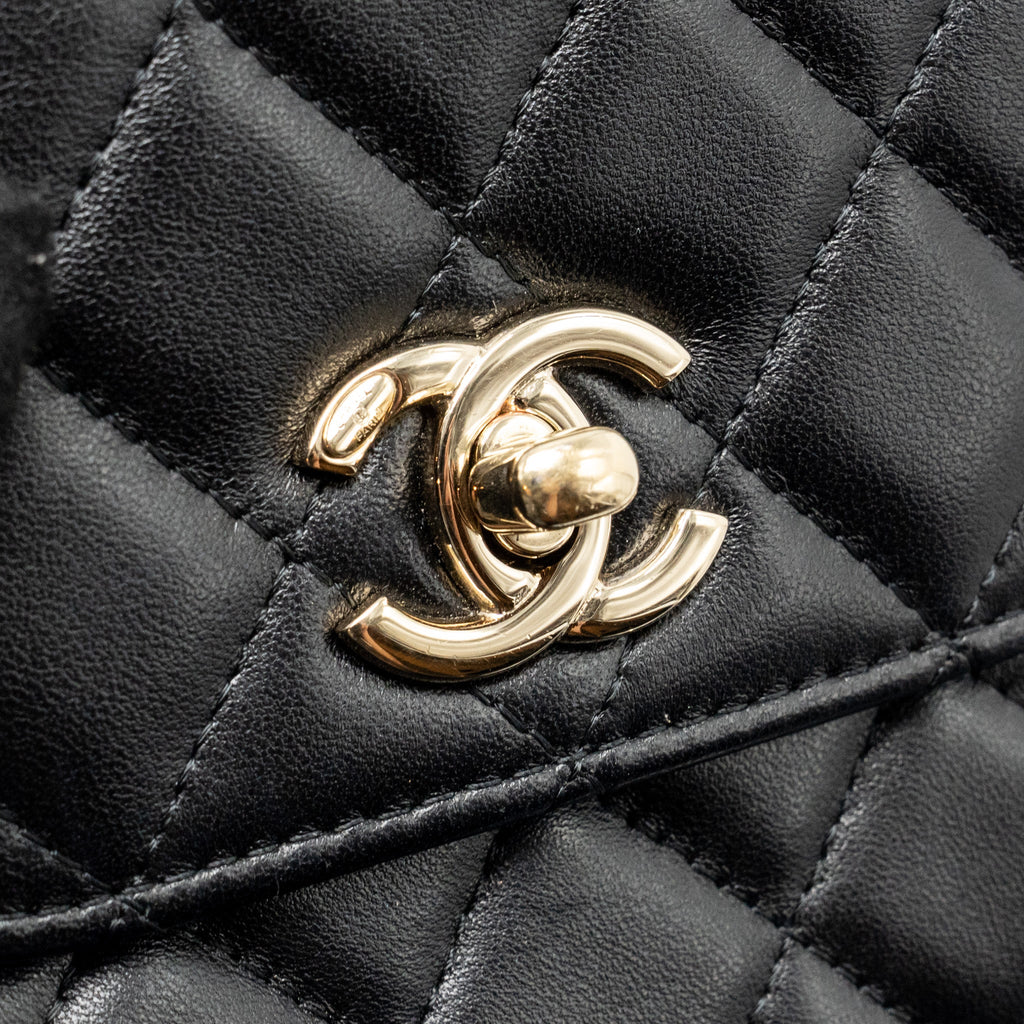 Chanel Mini Trendy CC Clutch with Chain Lambskin Black LGHW (Microchip)
