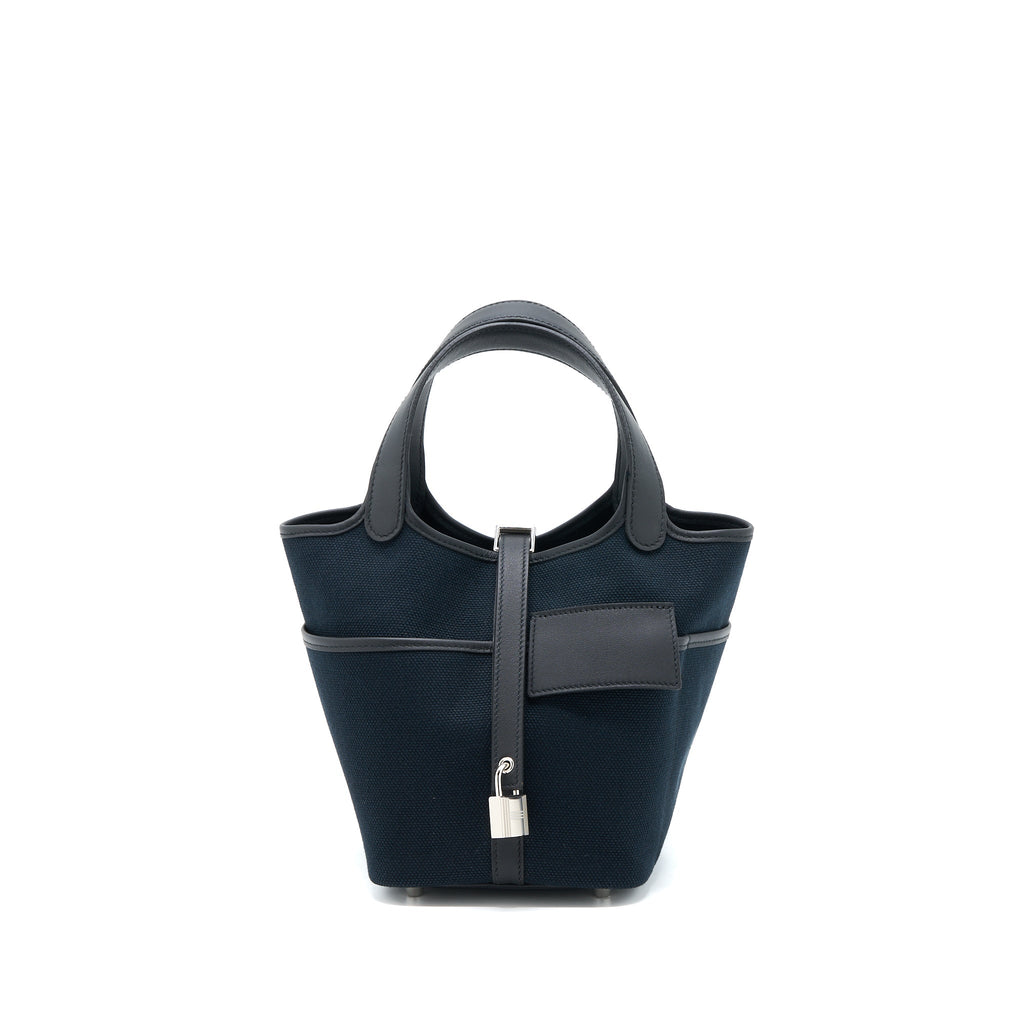Hermes Picotin Cargo 18 Lock Bag Swift/Toile Canvas Black SHW